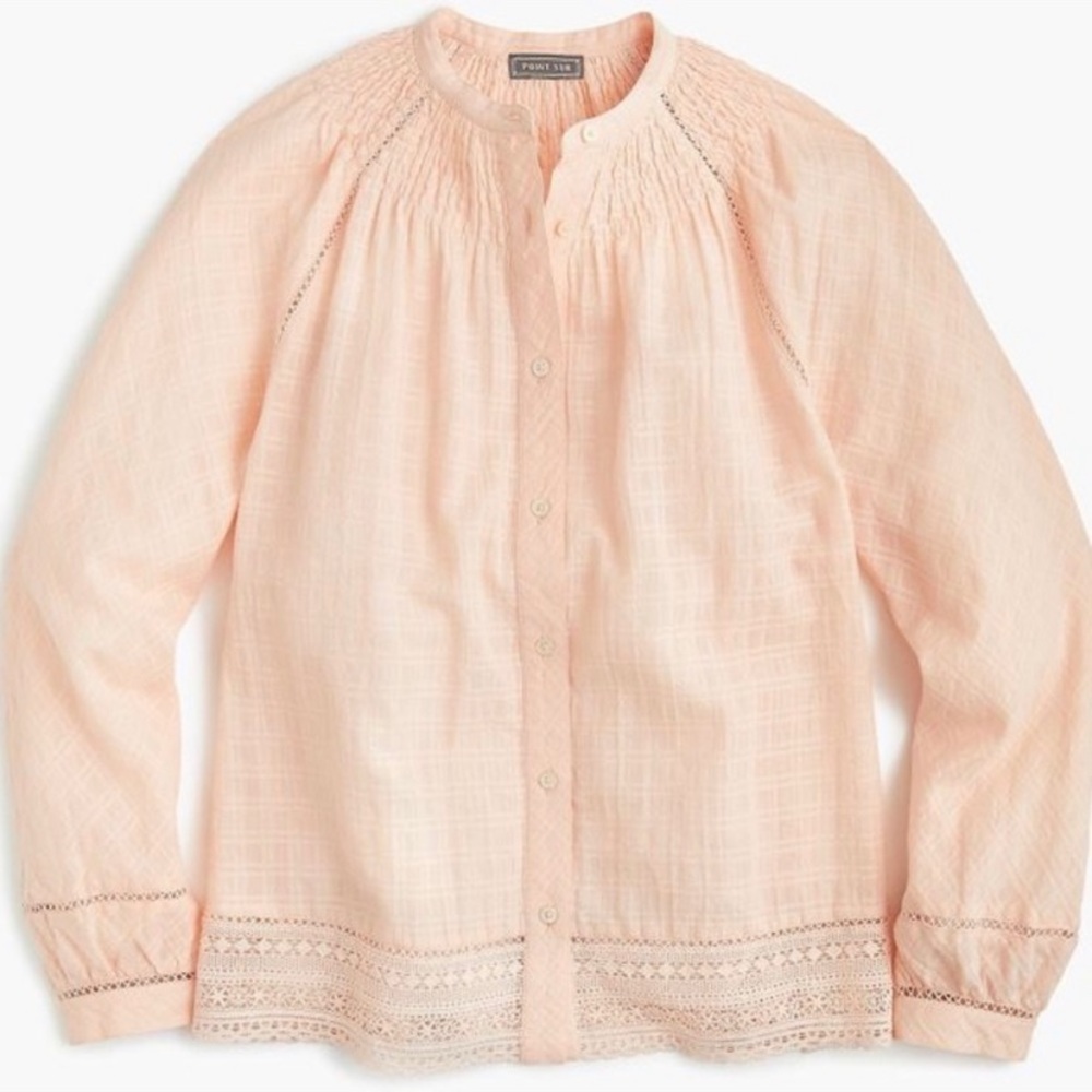 NWT J. Crew Point Sur Windowpane Cotton Top